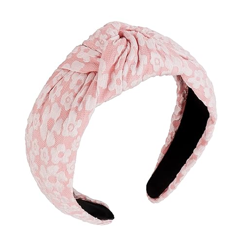 Miniatura 3 de Diademas rosas para mujer, diademas anudadas antideslizantes, bandas anchas para el cabello de mujer, diademas con nudo superior, diademas con