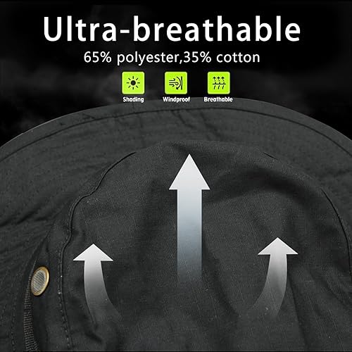 Miniatura 3 de Sombrero de camuflaje Boonie para hombres y mujeres, sombreros tácticos militares de ala ancha, UPF50+ sombreros de sol de la selva para pesca,