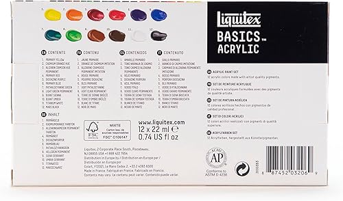 Miniatura 12 de Liquitex BASICS - Juego de 12 tubos de pintura acrílica, 0.74 onzas