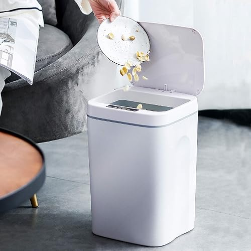 Miniatura 5 de KONKENIE Bote de basura automático de inducción inteligente sin contacto de 16L4.2 galones con sensor de movimiento, cubo de basura sellado para