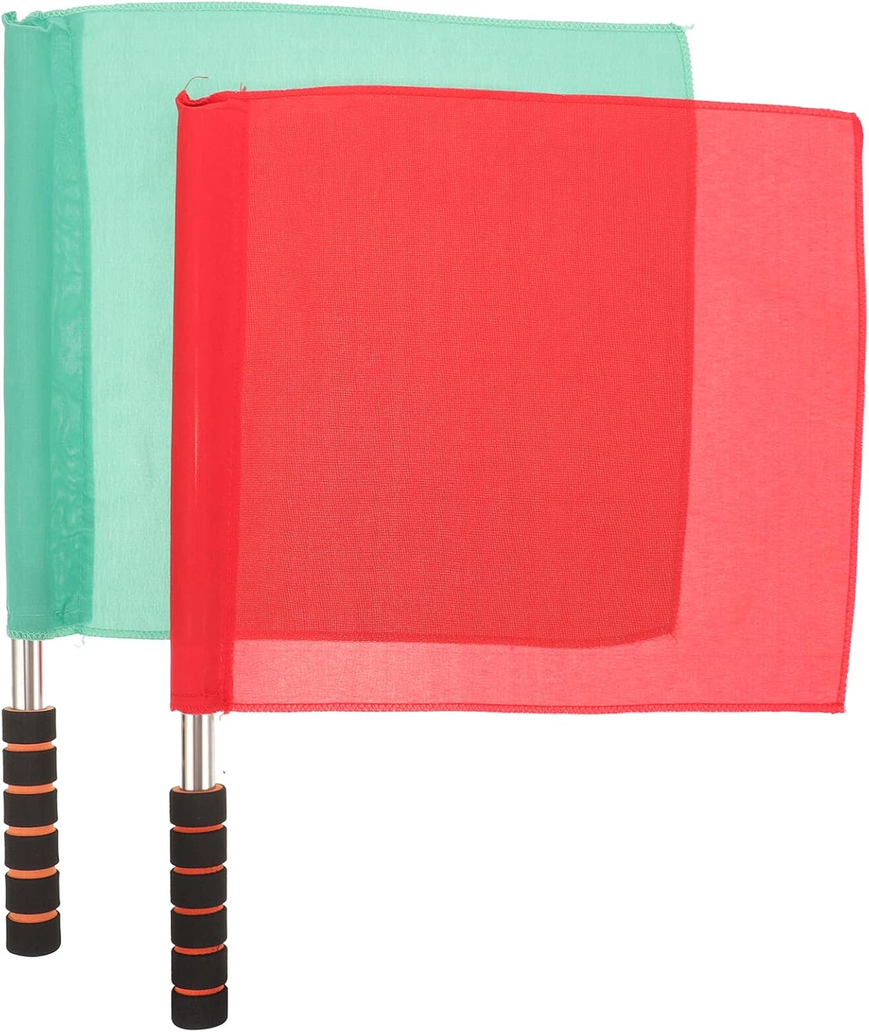 Didiseaon Referee Flags Set 2 Pieces Green and Red Handheld Match Competition Signal Flags for Soccer Football Training and Field Sports