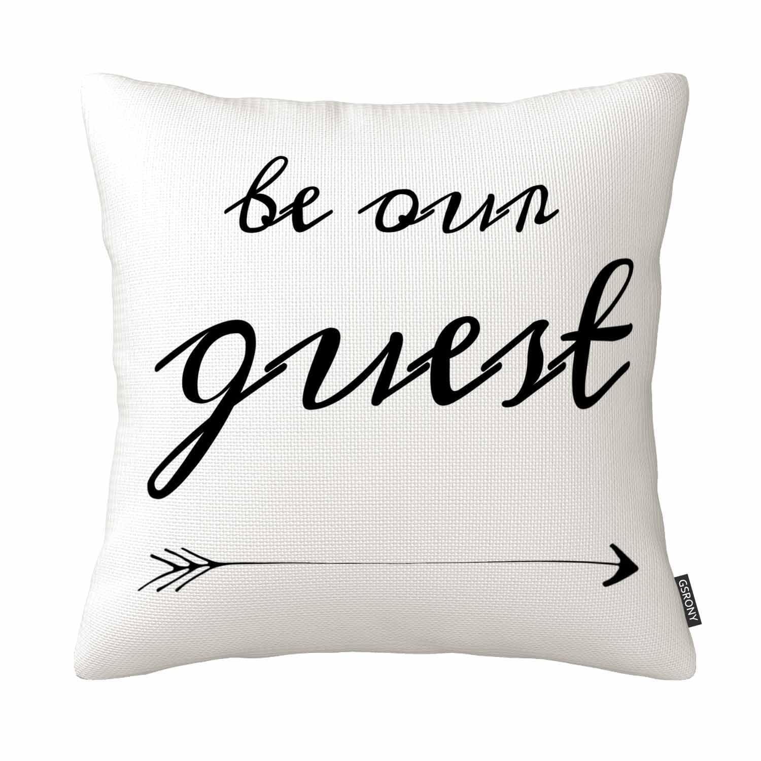 GSRONY Welcome Quote Throw Pillow Covers Be Our Guest Welcome Cushion Pillow Case Home Decor Pillowcase 18x18 Inches