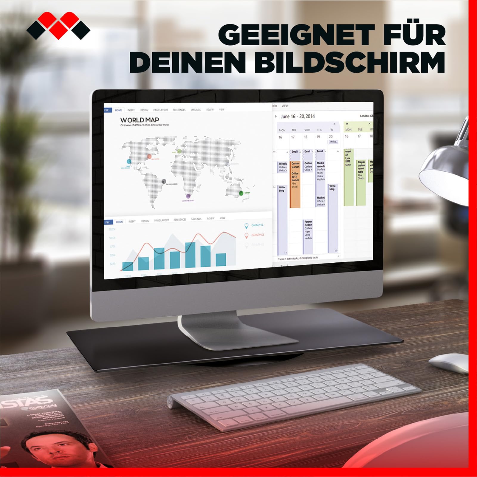 Meliconi Rotobase Elite M, Drehteller für Monitore und Fernseher, um 360° Drehbarer Standfuß, Belastbarkeit bis 70 kg, Gehärtetes Glas, Made in Italy, Schwarz