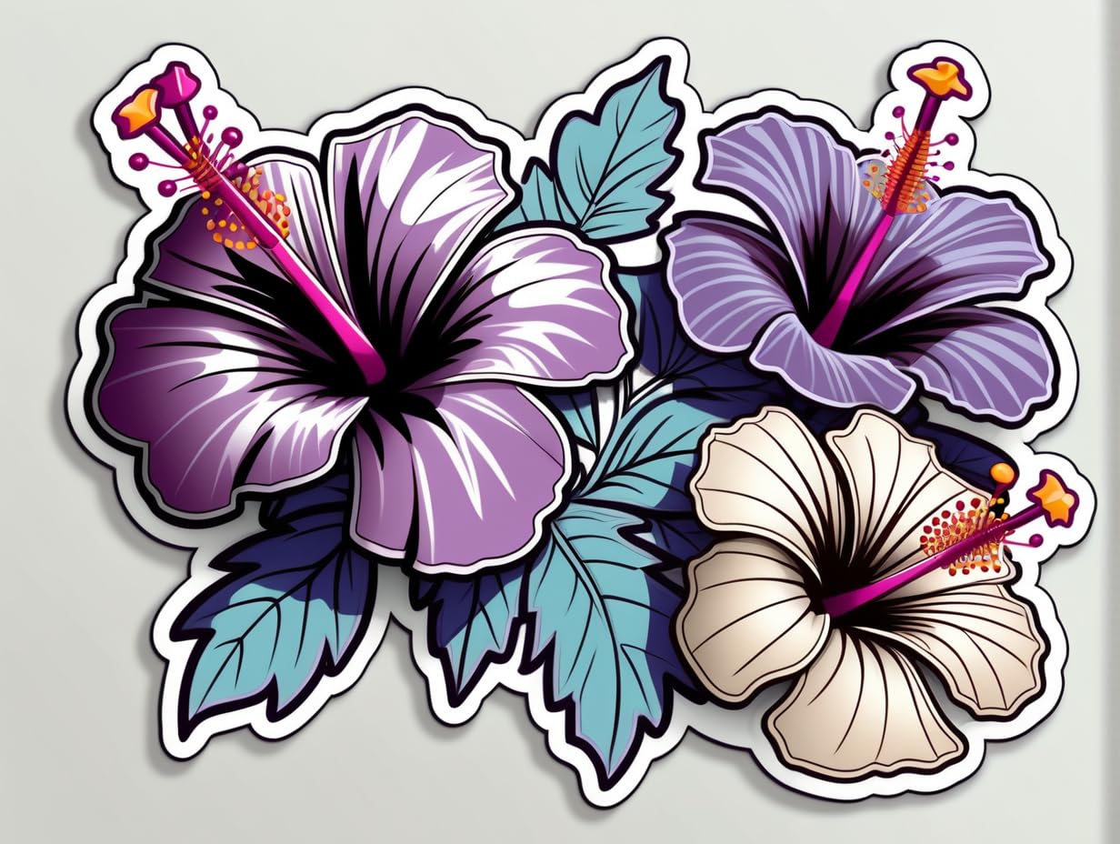 Hibiscus Tropical Flower Stickers Decal for Car Hawaiian Flower Vinyl Sticker for Trunk, Window, Bumper, 5 Inch (06)