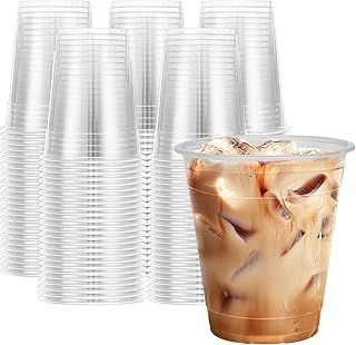 Clawsoff 12 oz Clear Plastic Cups 300 Count Disposable Iced Coffee Cups