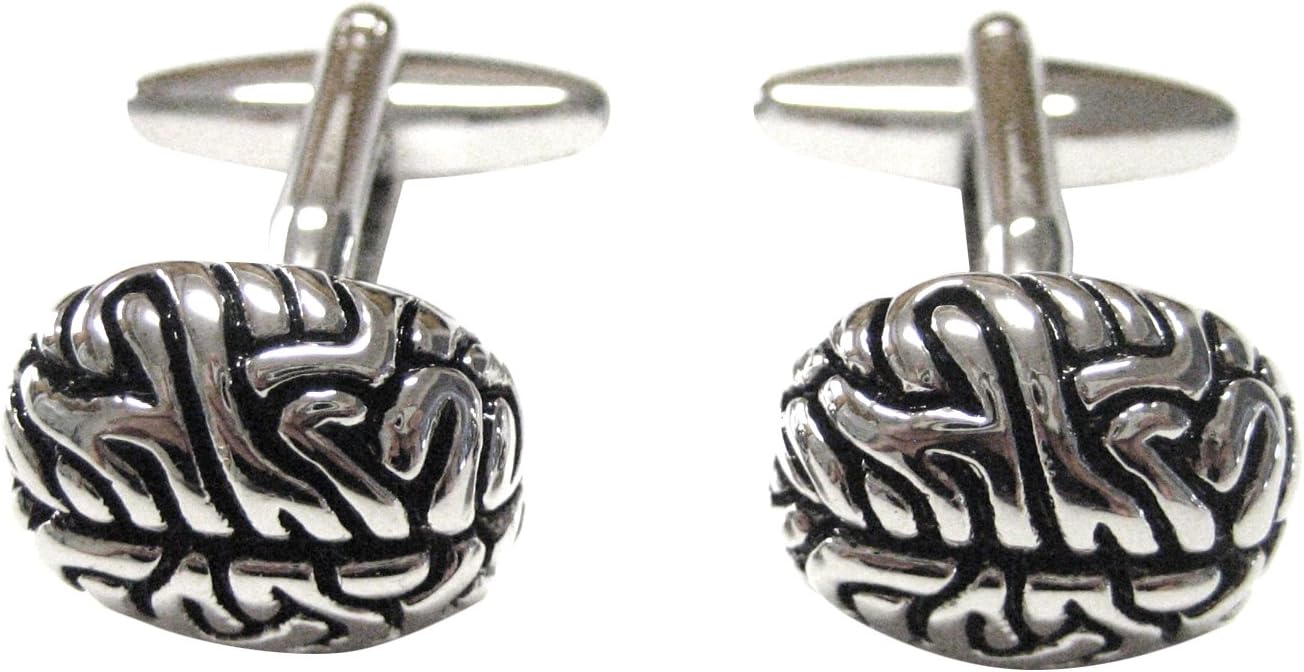 Kiola Designs Silver Toned Anatomical Brain Cufflinks