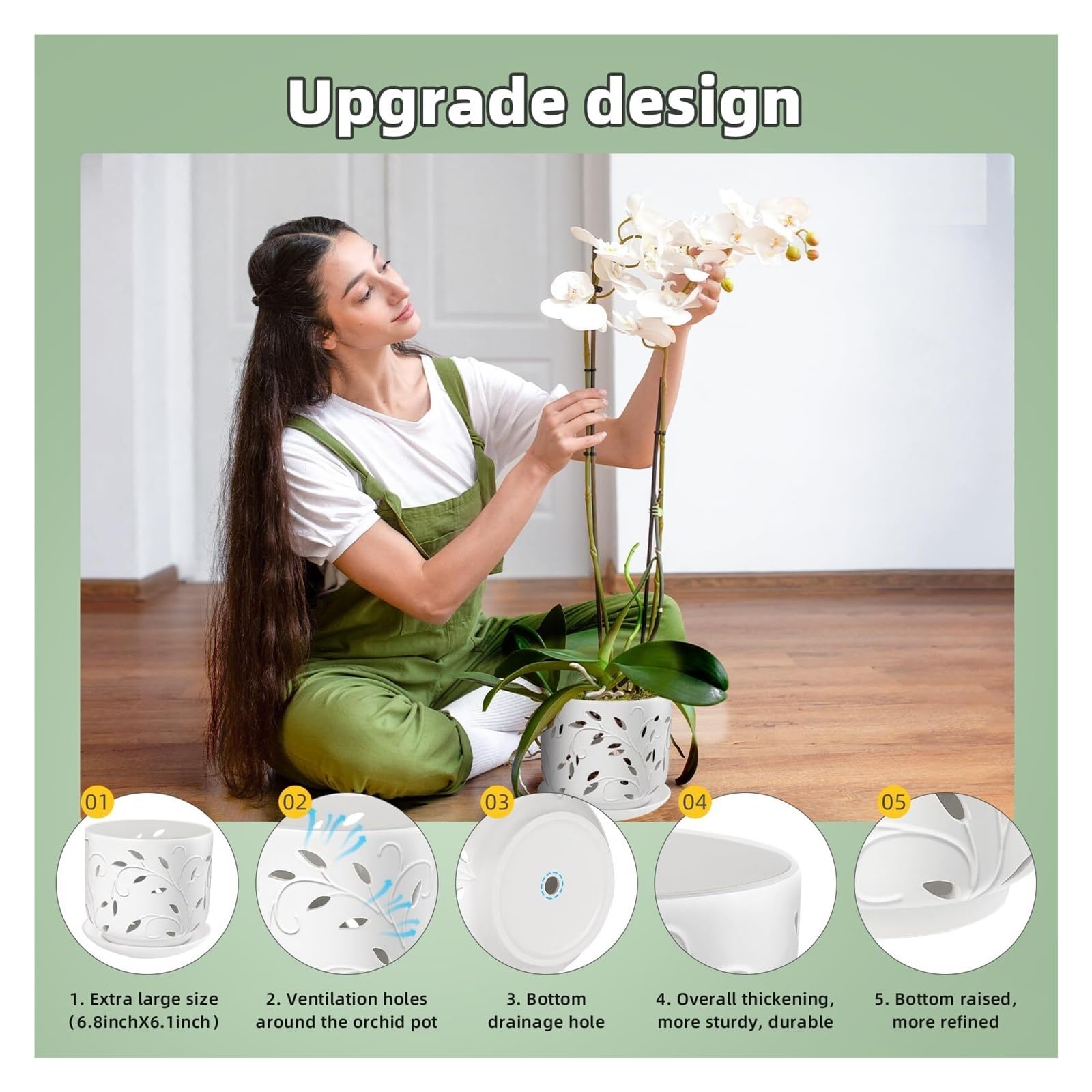Doniczki do roślin 1 cal storczyków z otworami i spodkami dla zdrowia korzeni, ceramiczne dekoracje wiosenne