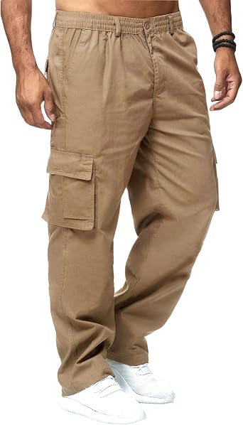 Mens Cargo Pants Casual Joggers Sweatpants Athletic Workout Hiking Pants with Multi-Pockets