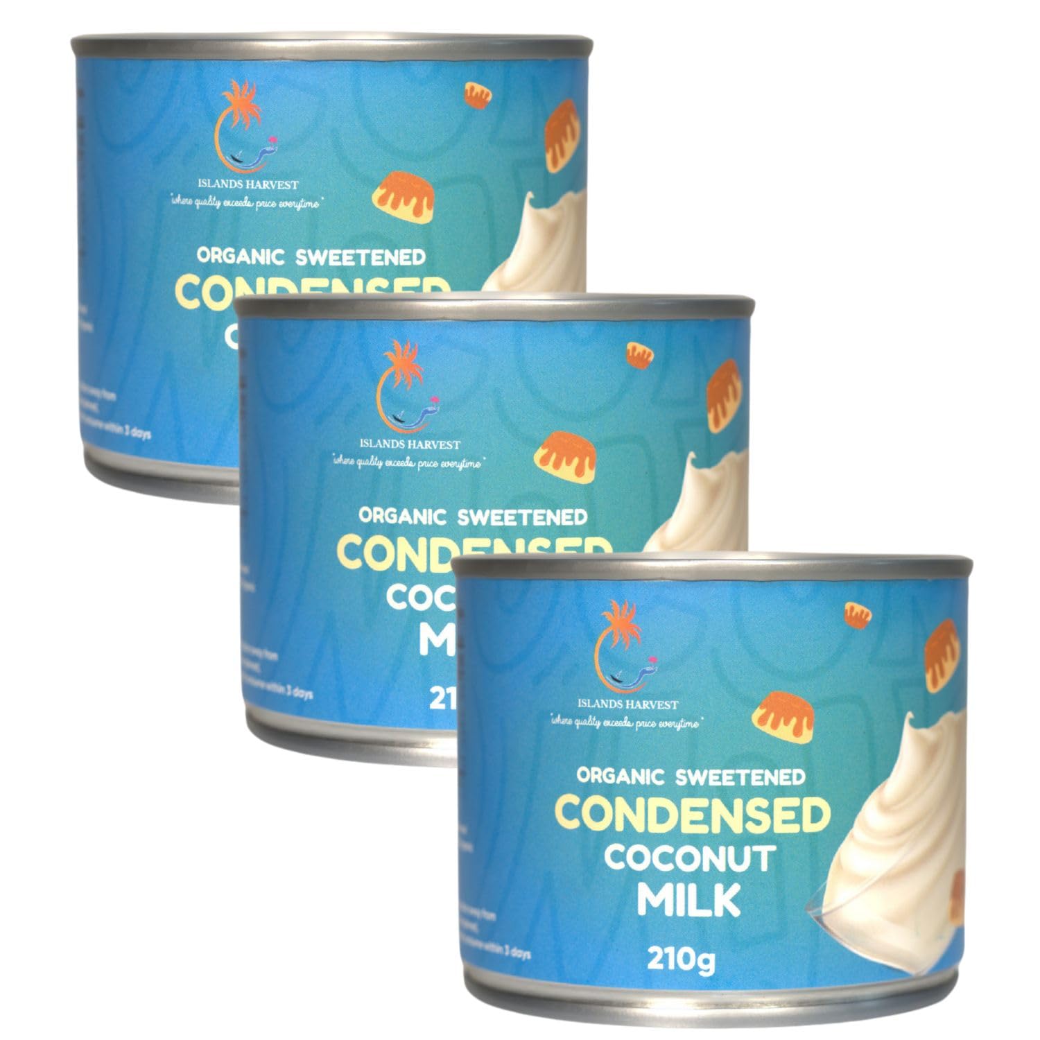 Islands Harvest Sweetened Condensed Coconut Milk Pack of 3 - Gluten-Free, Non-GMO, Vegan Coconut Milk - Rich and Tasty Flavor - Pure No Added