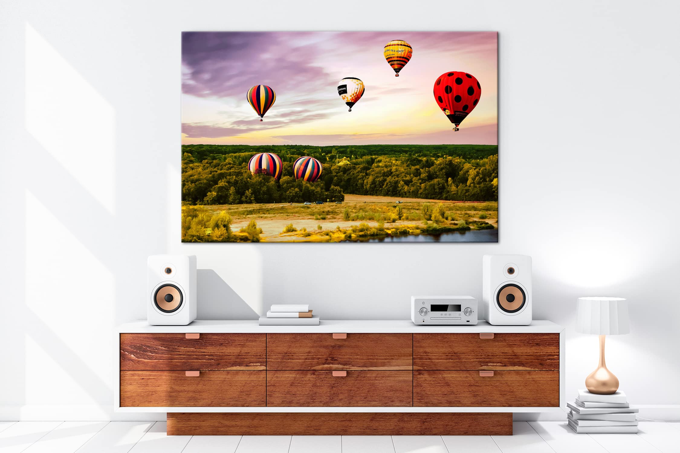 Obraz na płótnie balonem na gorące powietrze – wolność nad chmurami format: 90 x 60 cm XXL druk artystyczny obraz na blejtramie/obraz ścienny/dekoracja salonu