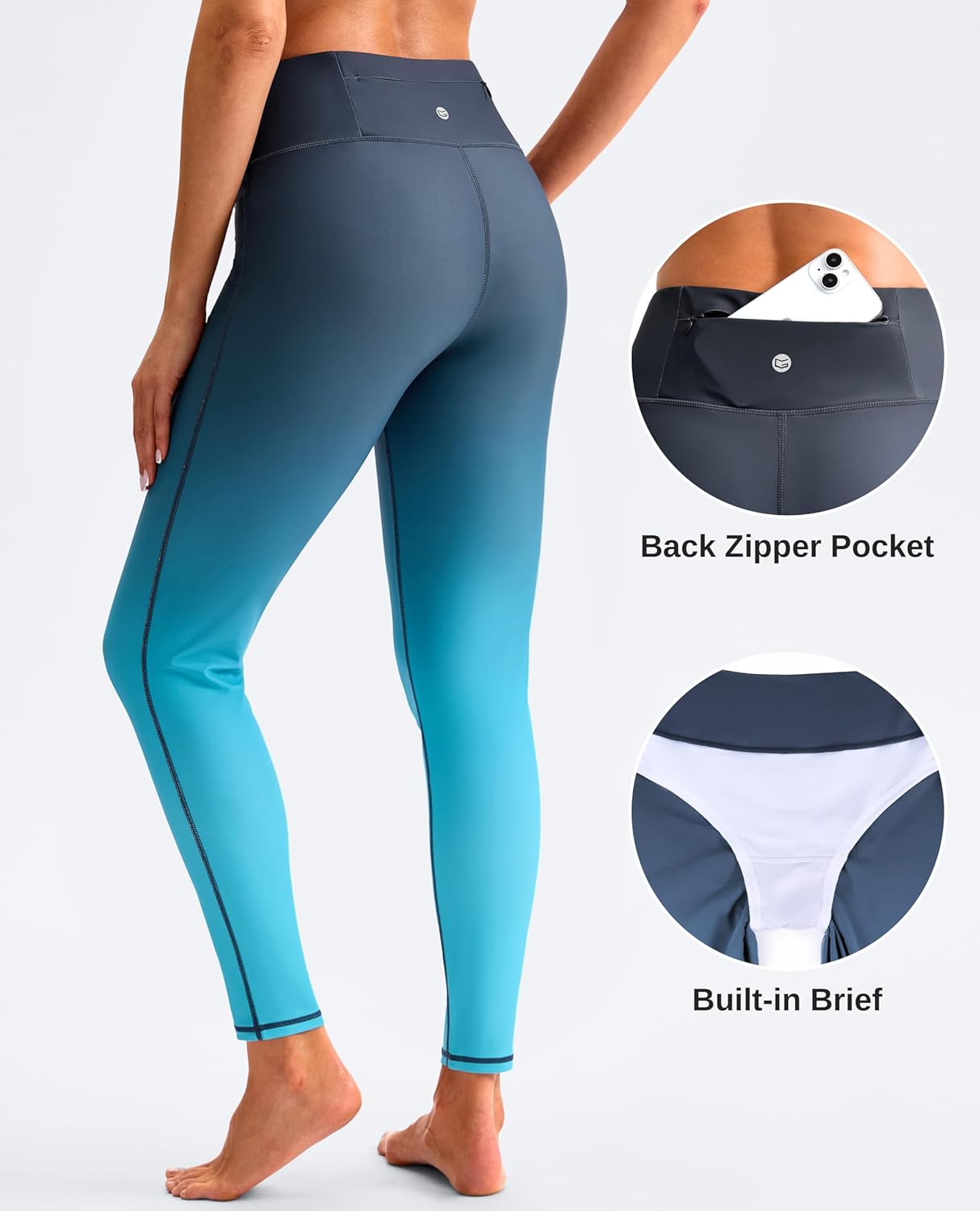 G Gradual Swim Pants for Women with Zipper Pocket UPF 50+ Quick Dry High Waisted Swimming Leggings Long Rash Guard Bottoms - Image 4