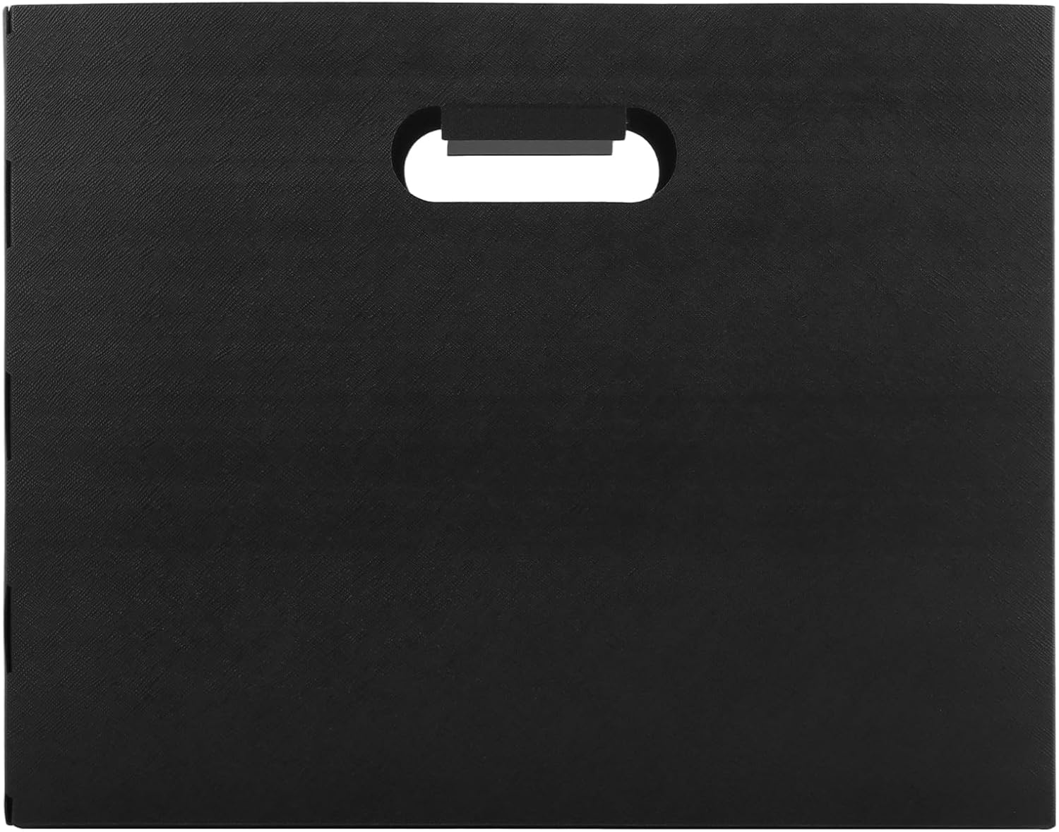 8 Pack Foldable Scrapbook Paper Storage Organizer, 12.6x4.3×9.6 Scrapbook Paper Storage, Black Plastic File Holder for Photos, Cardstock Magazines