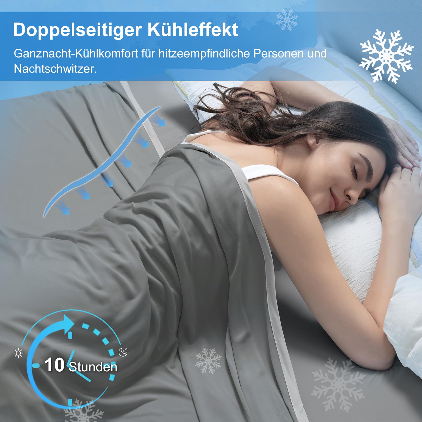 PHF Kühldecke 150x200cm Arc-Chill Q-Max>0.5 doppelseitige selbstkühlende atmungsaktive Charcoal Grey Bettedecke (Anthrazit)
