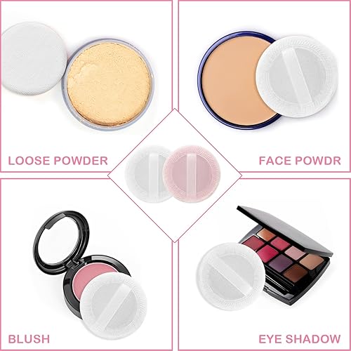 Miniatura 4 de WLLHYF 12 unidades de polvo de maquillaje de algodón rosa, soplos de polvo redondos para maquillaje facial en polvo de terciopelo para polvo suelto,