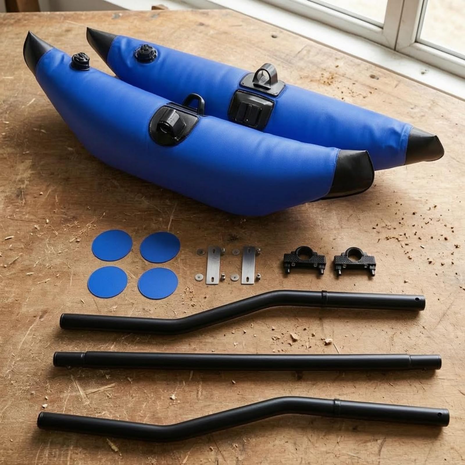 Amagogo Kayak Estabilizador Flotador Kit de Flotadores Inflables con Accesorios de Montaje y Parches de Reparación PVC de Malla para Reducir el Balanceo y
