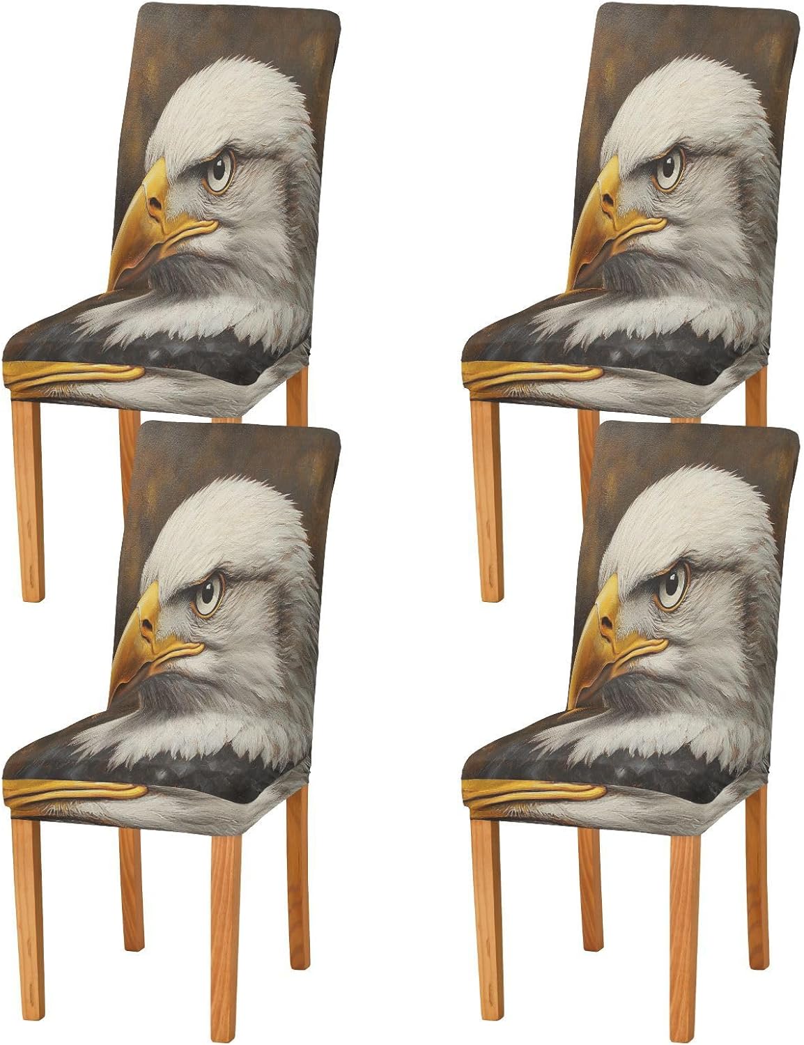 ALAZA Chair Covers for Dining Room, Eagles Head Oil Painting Stretch Chair Cover Sets Chair Protector Removable Washable for Ktichen Restaurant Hotel