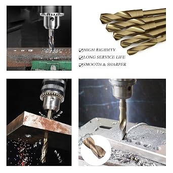 Meccion HSS Cobalt Drill Bit 13mm Reduced Shank Twist Drill Bit for Metal, Stainless Steel, Aluminium, Wood, Plastic, Non-Ferrous Etc.