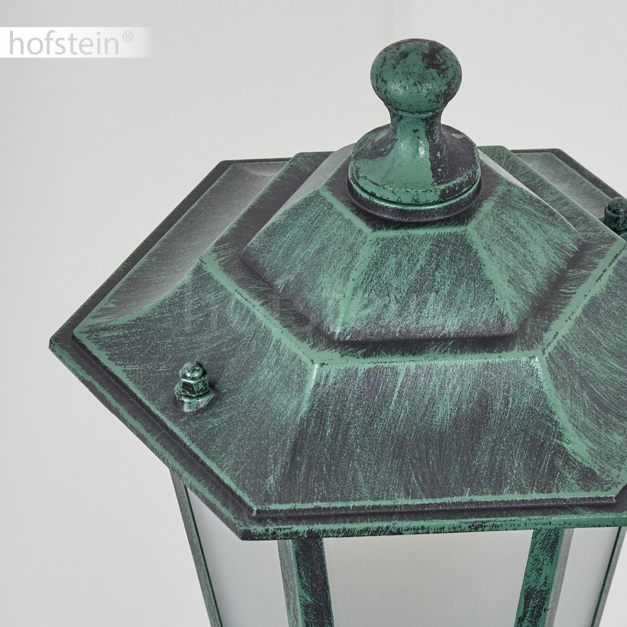 HOFSTEIN Lampa zewnętrzna Loria, oświetlenie ścieżki z metalu/szkła w kolorze zielono-czarnym/białym, lampa zewnętrzna o wyglądzie antycznym, 99 cm, lampa ogrodowa, oświetlenie ogrodowe IP44, 1 x E27,