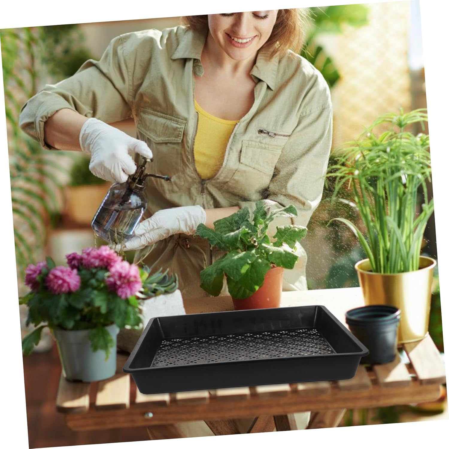 MERRYHAPY 4pcs Trays for Indoor Gardening Flat Germination Plates Optimal Drainage Multi-use Plant Grow Tray for Beans Tomatoes and Peppers