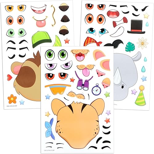 Miniatura 3 de JOYIN 36 calcomanías de 9 x 6 pulgadas para niños, haz tus propias calcomanías de animales de safari, regalos de fiesta de selva, manualidades