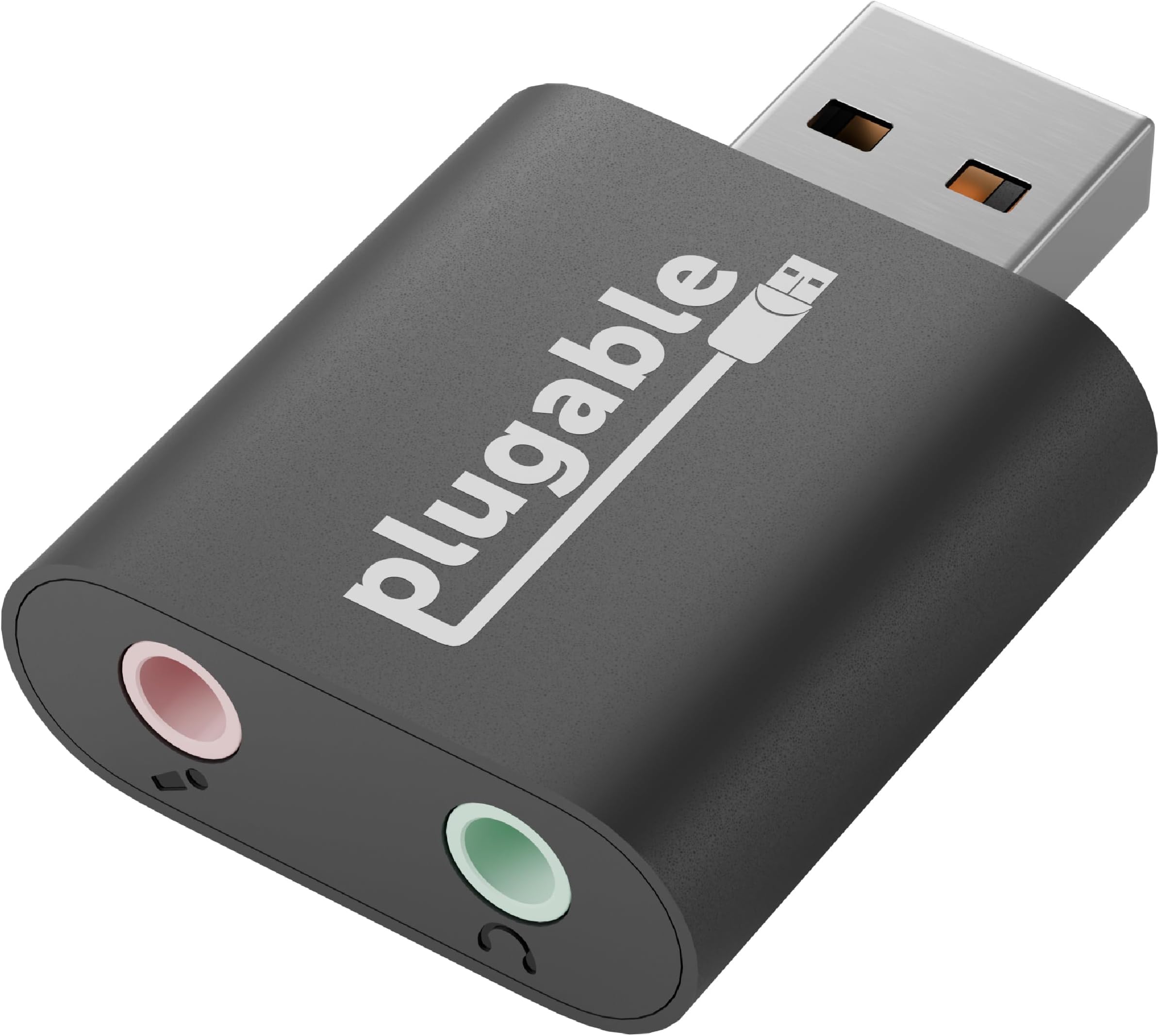 Plugable USB Audio Adapter with 3.5mm Speaker-Headphone and Microphone Jack, Add an External Stereo Sound Card to Any PC, Compatible with Windows, Mac, and Linux - Driverless
