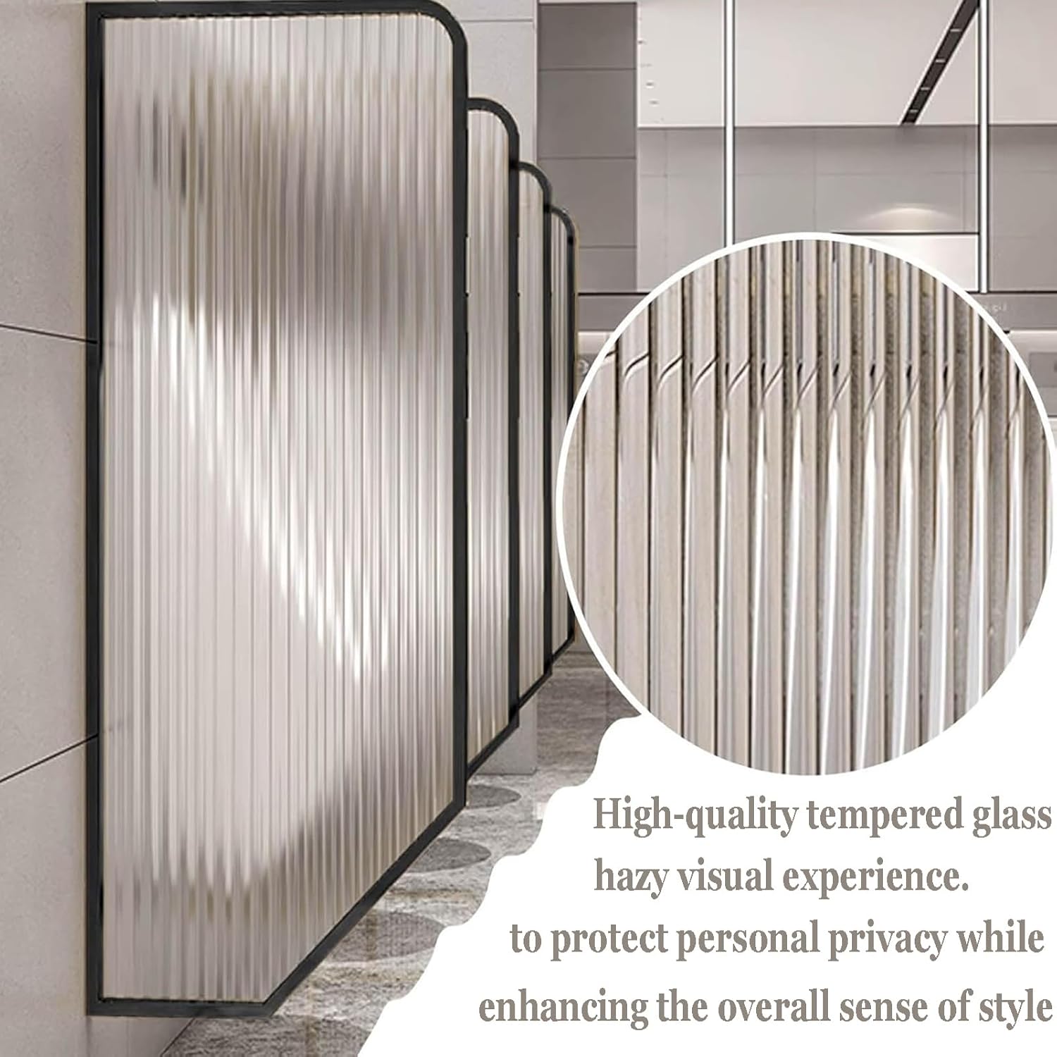 Wall-Mounted Urinal Privacy Screens for Men, Translucent Glass Toilet Partitions, Translucent Glass Partition Dividers, Stylish Room Dividers for Bathrooms, Hotels(Rose Gold,1pcs)