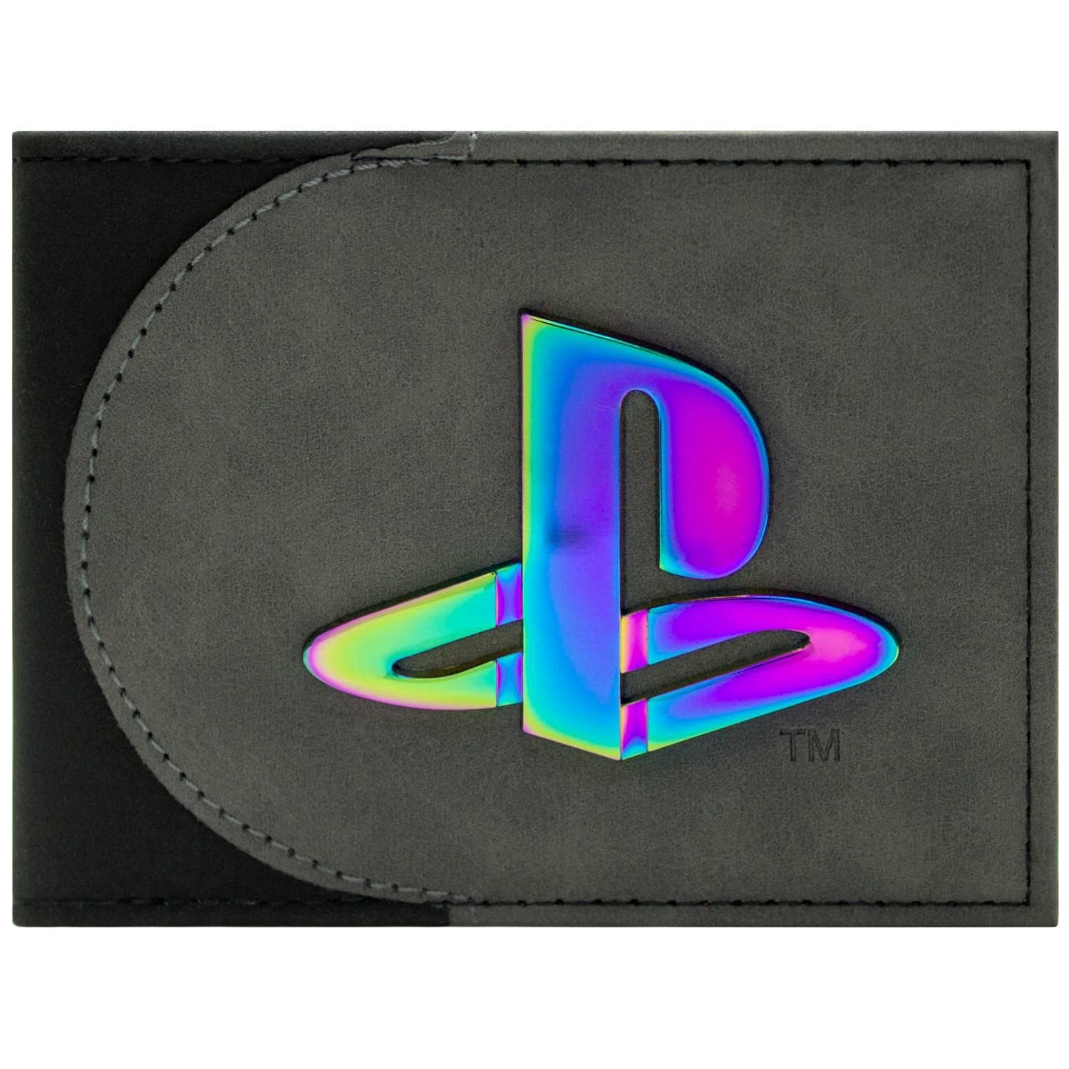 Playstation Iridescent Classic Logo ID and Card Bi-Fold Wallet Grey