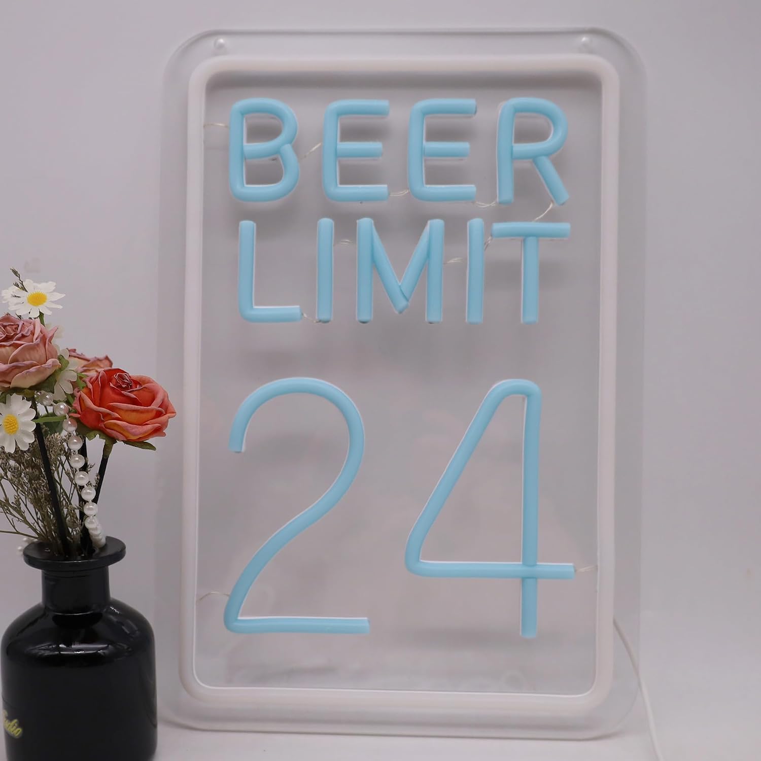 Beer Limit 24 Neon Sign Bar Accessories Funny Bar Wall Decor with Dimmable USB Powered Neon Light for Home Bar, Men Cave, Garage & Party Decor Holiday Birthday Gift
