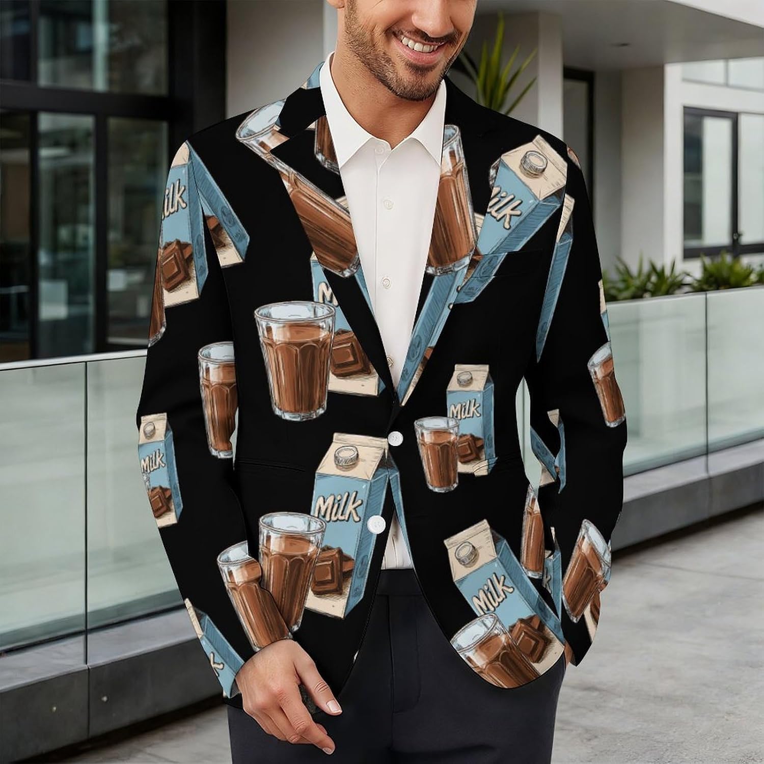 Chocolate Milk Suits Blazer for Men Buttons Jacket Coat Business 6X-Large
