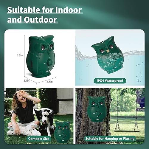 Miniatura 7 de Dispositivos de control de ladridos para perros con altavoces ultrasónicos duales, dispositivo antiladridos recargable más fuerte para exteriores,