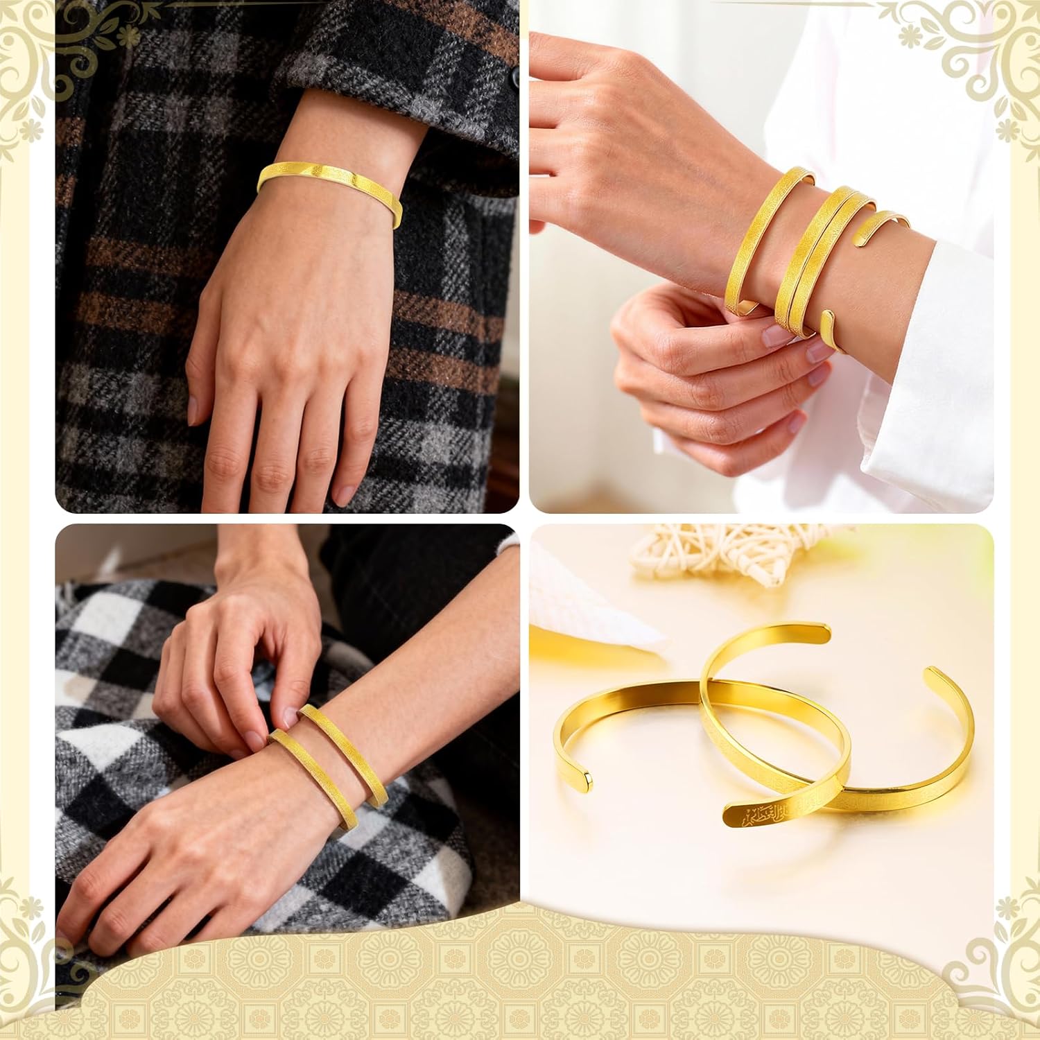 Zcargel Eid Ayatul Kursi Bracelets Arabic Islamic Bracelet Cuff bracelets for women Men Islam Eid Ramadan New Year Gifts