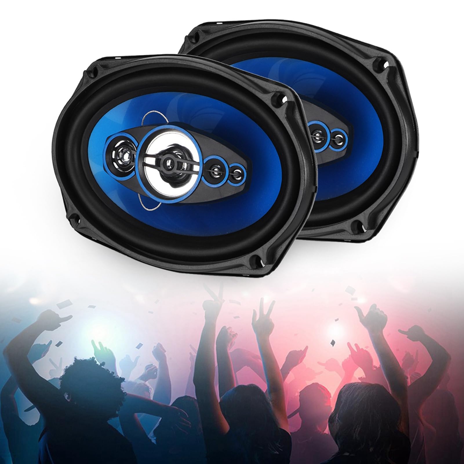 Tnfeeon Altoparlanti per Auto 6x9 Coppia Altoparlanti Audio per Auto Coassiali Picco da 1000 W Surround in Gomma PE Ad Alta sensibilità per Aggiornamento Stereo del Pannello del Bagagliaio della