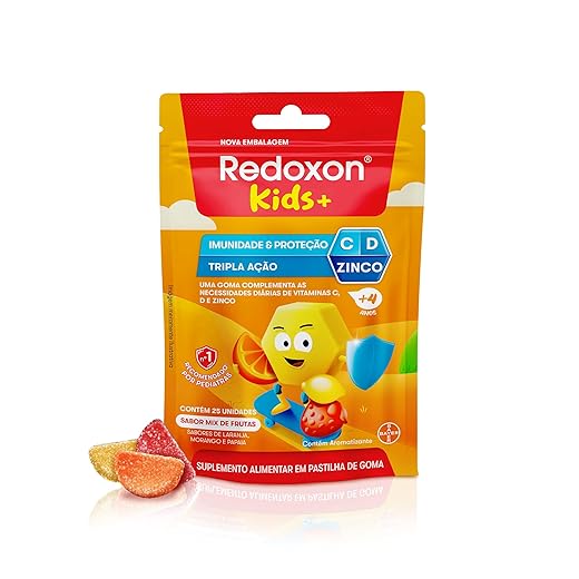 Redoxon Kids Vitamina C, Vitamina D e Zinco, Suplemento Alimentar Infantil, Sabor de Mix de Frutas, 25 Gomas