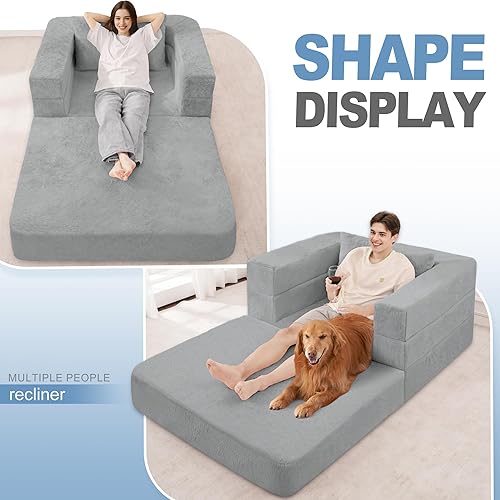 Miniatura 110 de Cama humana gigante para perro, cama 3 en 1 para perro de tamaño humano con funda de piel sintética lavable, cama grande plegable para mascotas con