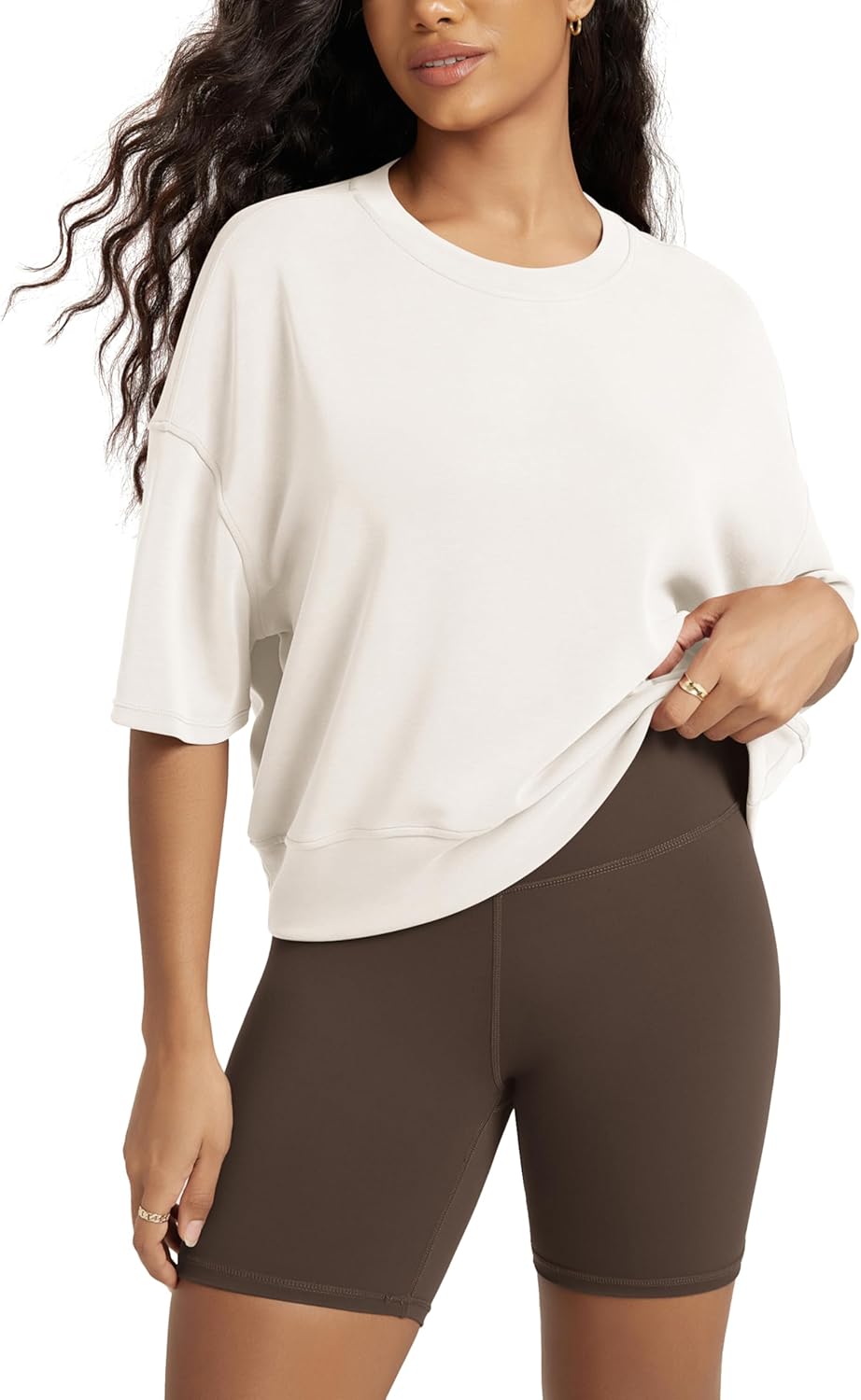 ODODOS Modal Soft Short Sleeve T-Shirts for Women Oversized Crew Neck Tee Relaxed Pullover Tops