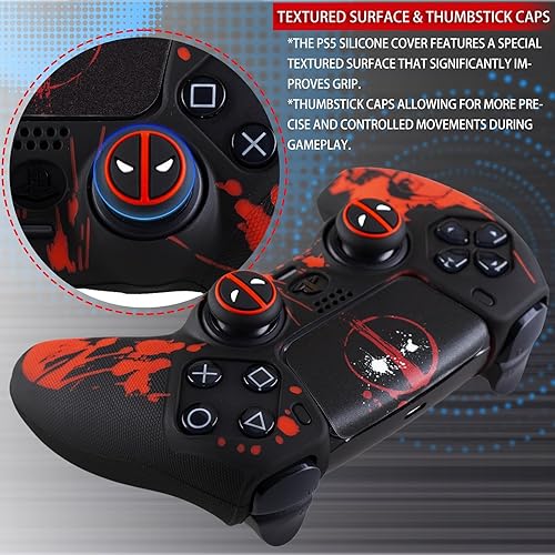 Miniatura 2 de Funda de silicona antideslizante para controlador PS5 con tapas para pulgar x 2 y pegatina x 1 (Depool) 1,3,4,5,2,6