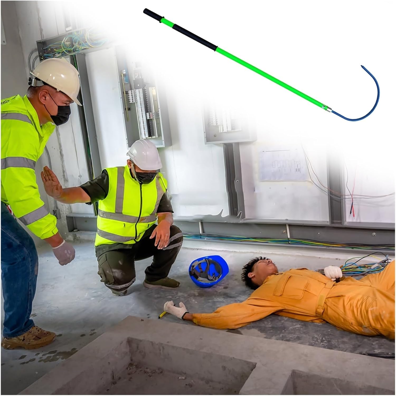 High Voltage Rescue Pole Hook - Insulated Emergency Lifesaving Equipment, 3.3-9.8ft Electric Rescue Hook, Anti-Electrocution Safety Tool for Quick Rescue