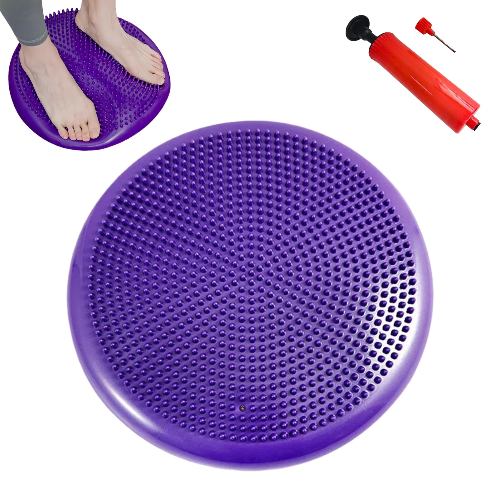 Cuscino Propriocettivo in PVC,Gonfiabile per Equilibrio Comprensivo di Pompa,Cuscino Equilibrio Gonfiabile per Yoga,Fitness,Pilates,Sport Esercizio Fisico,Allenamento,Diametro 33.5 cm