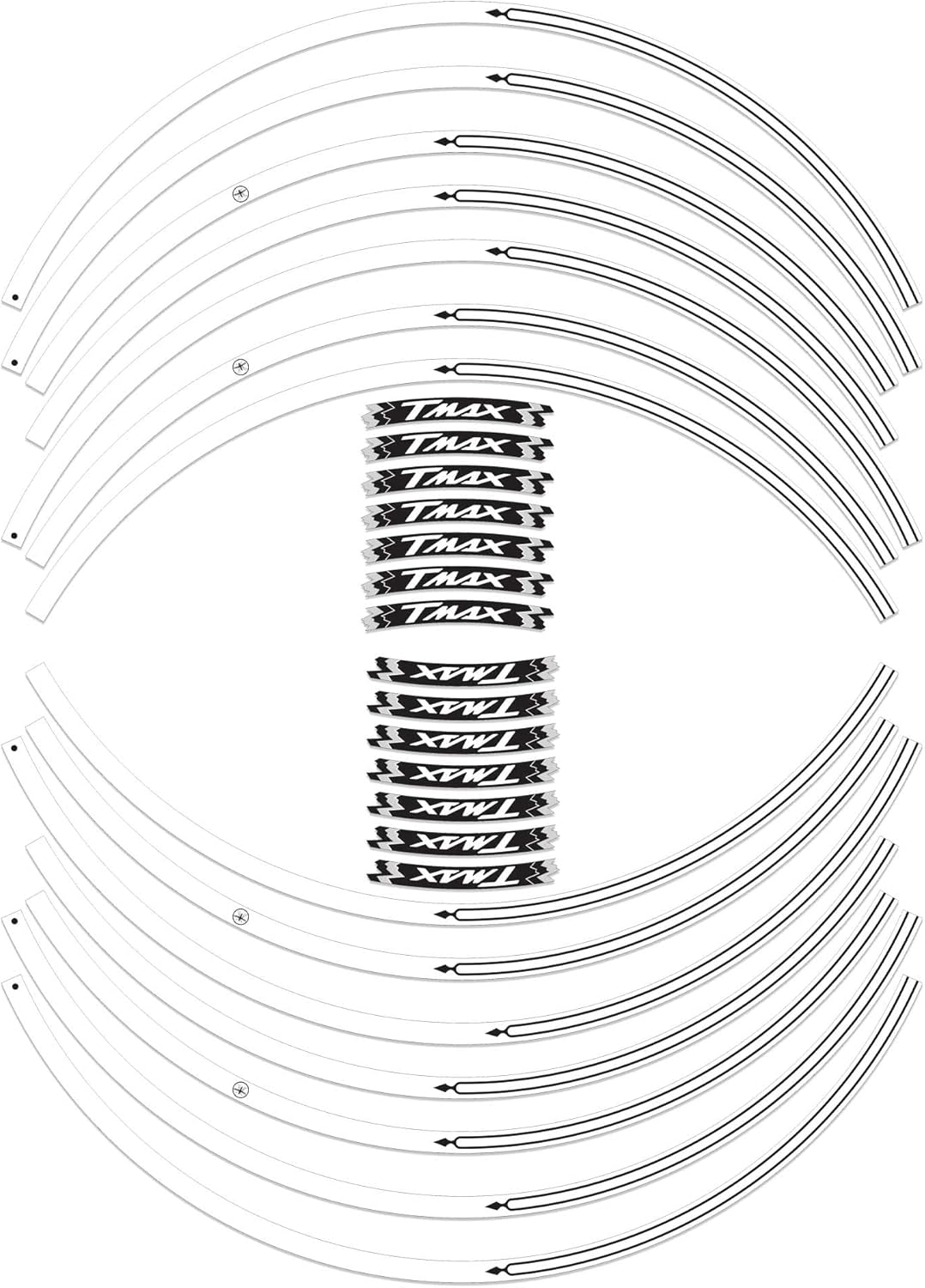 labelbike - Stickers Stripes Motorcycle Rims Wheels Tuning Protection Kit Compatible with Yamaha 500-530-560 TMAX 2008-2024 Color White