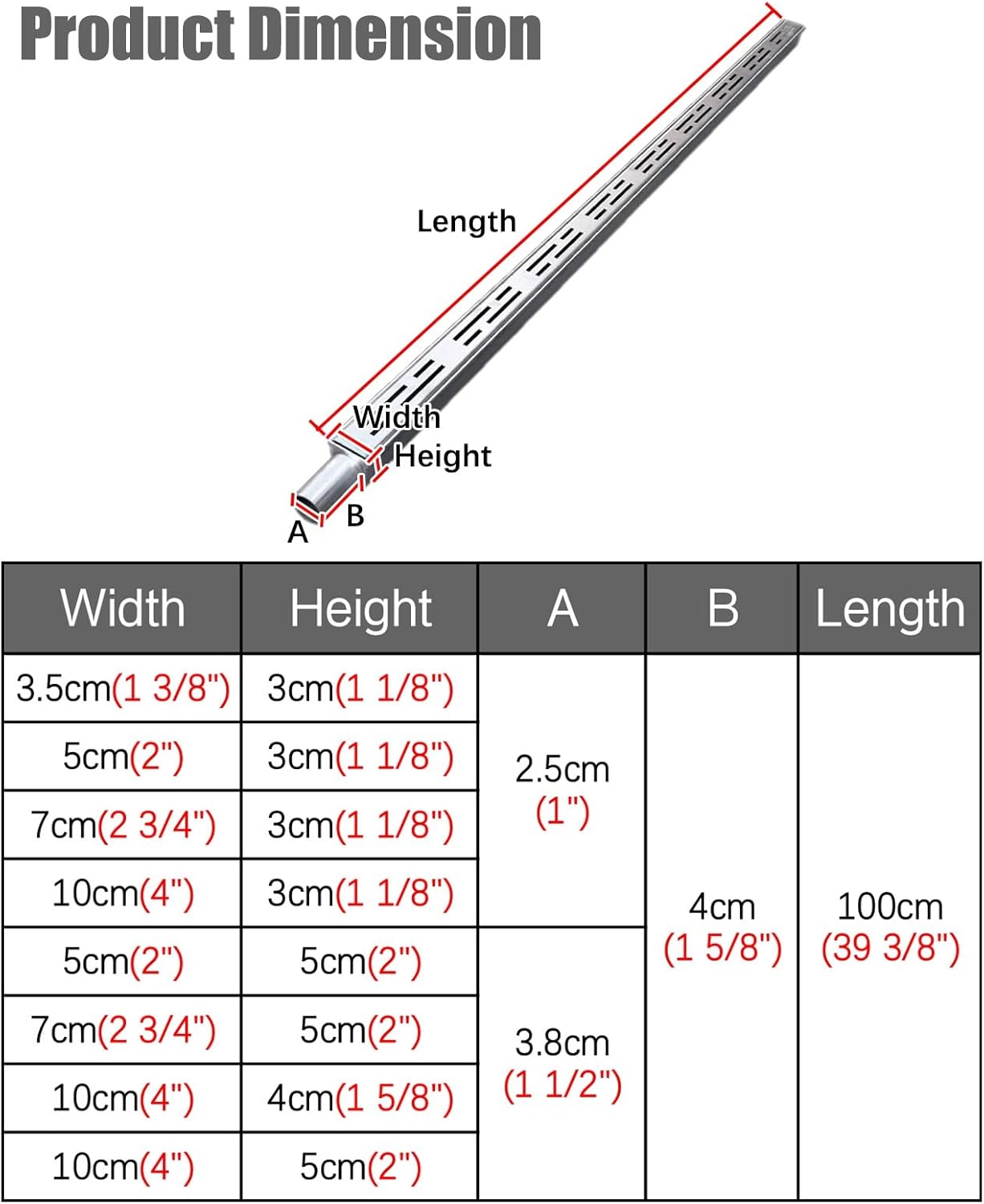 Stainless Steel Linear Shower Drain with Removable Grate, 7x5cm Trench Drain for Bathroom & Outdoor, Includes Outlet Adapter & Channel Cover, Durable Drainage Solution