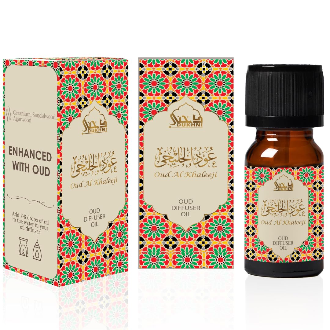 Oud Diffuser Oil, Oud Al Khaleeji by Dukhni | 3 x 10ml Arabic Oil for Diffuser & humidifier | 100% Pure Halal, Oudh Essential Oil Blend | Relax with Home Aromatherapy, for Relaxation and Massage