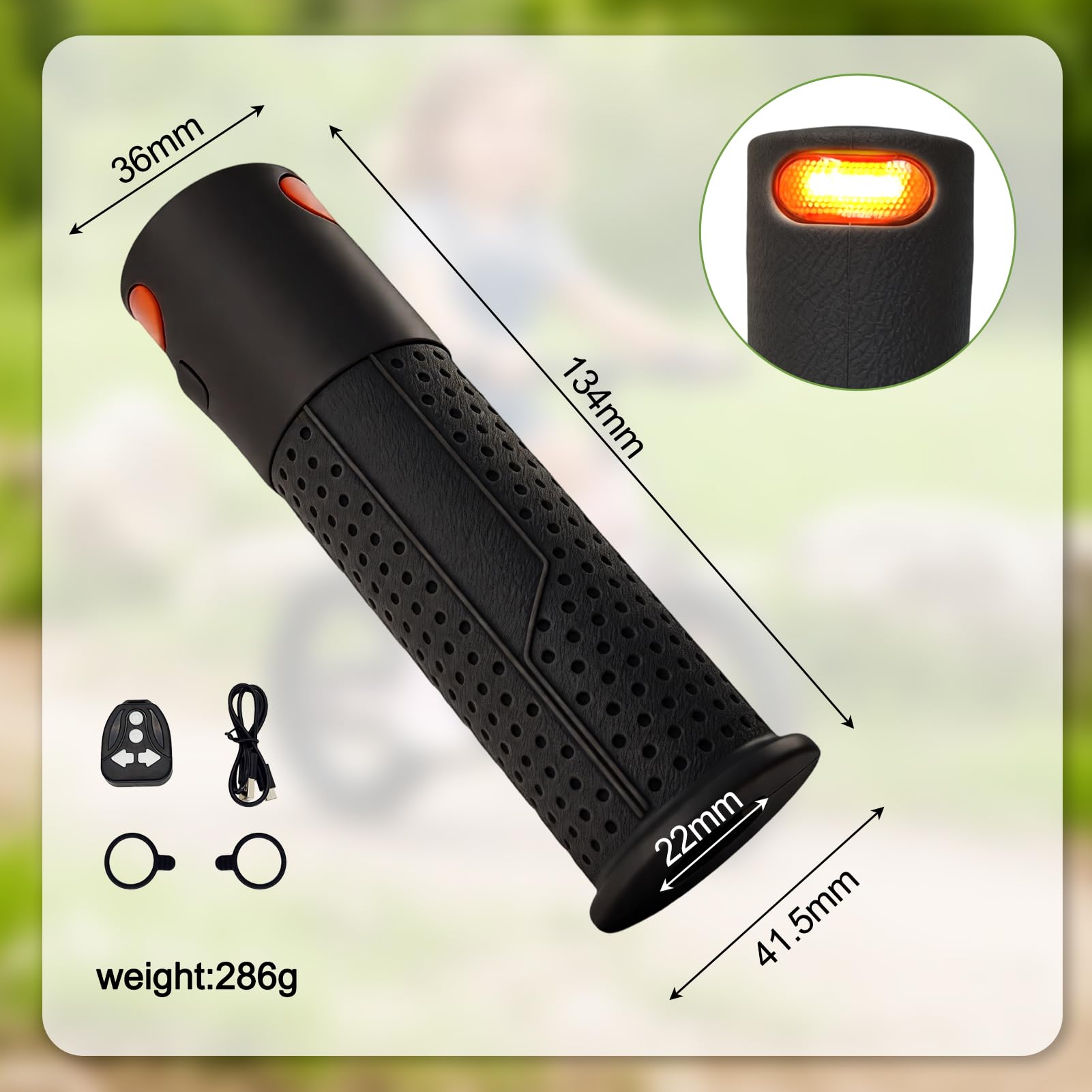 Poignées de guidon de trottinette électrique avec clignotants intégrés, pour Xiaomi M365/Pro 1S/Pro 2/Mi3, Silicone-ABS, 135 mm, noir/gris