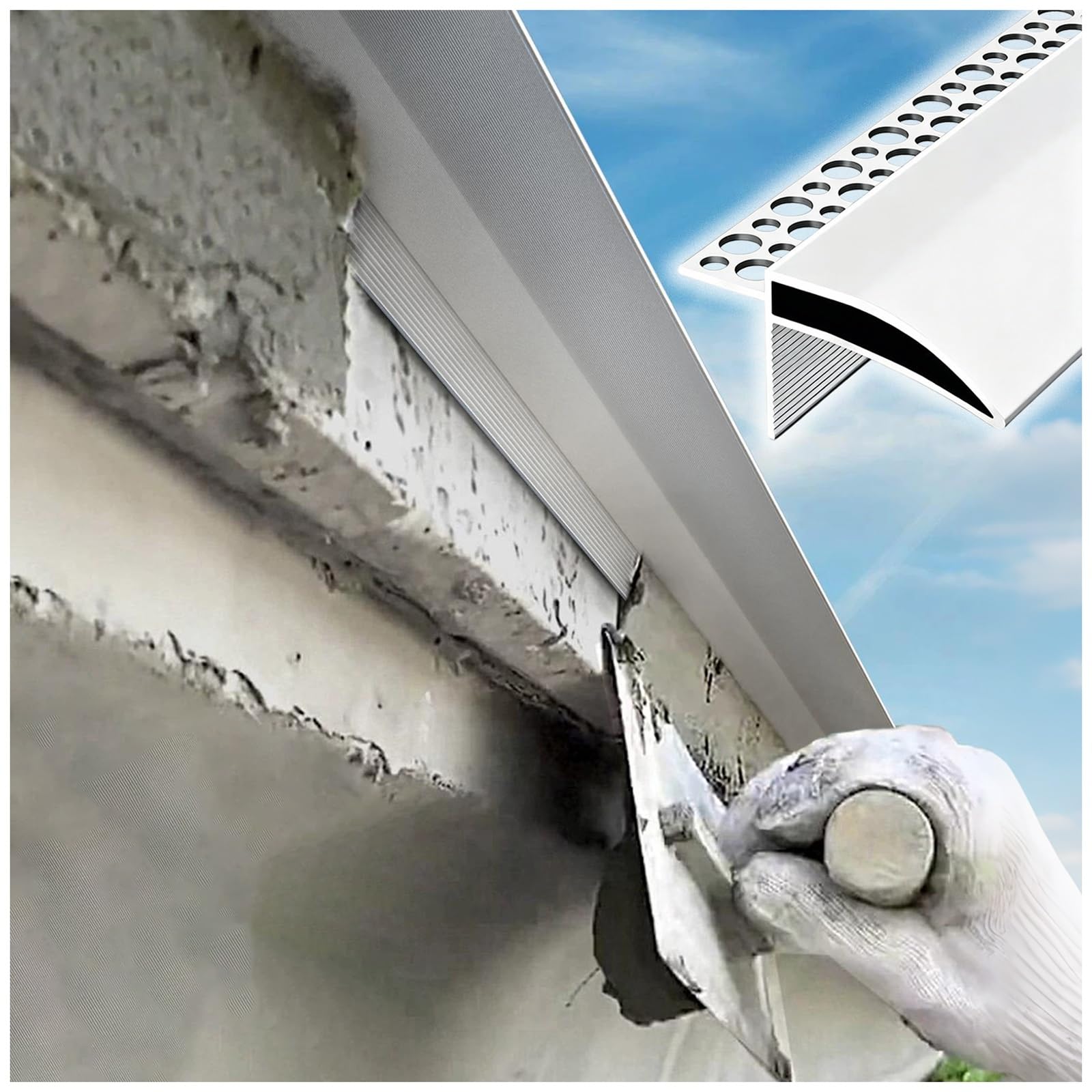 LXLZYXSF Paintable Aluminum Drip Edge Diverter, 2" 2-9/16" Wide Molding Trim Strip for Window Sill Wall Corner Protection, Roof Eaves Decor(W 50mm(2"),L 185cm/6.1ft)