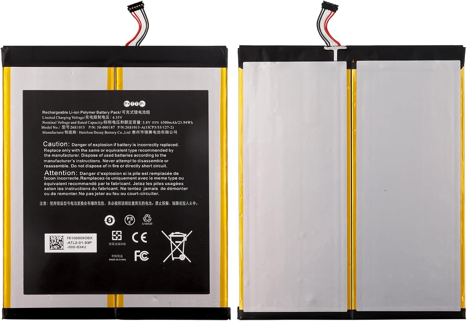 Rechargeable 0-Cycle Replacement Battery 58-000187 Compatible HD 10 7th Gen SL056ZE with Tools