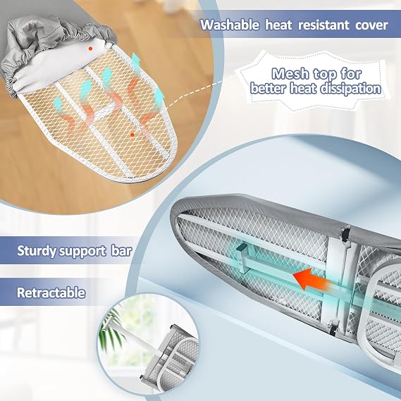 VerRich Foldable Wall Mounted Ironing Board 36 x 12180Rotatable Ironing Boardwith Heat Resistant Cover, Space-Saving for Home, Laundry Room,Apartment & Dorms, Gray