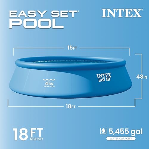 Miniatura 2 de INTEX 26175EH Juego de piscina inflable Easy Set: 18 pies x 48 pulgadas – Incluye bomba de filtro de cartucho de 1500 GPH – Escalera removible