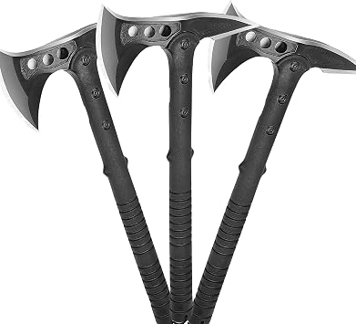 Hitdudu Camping Axe 3Pack, Survival Throwing Hatchet with Sheath, Tactical Tomahawk with Spike, Nylon Fiber Handle for Outdoor Survival Hiking Camping