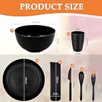 42 Piece Wheat Straw Dinnerware Sets | Unbreakable, Microwave Safe, Dishwasher Safe | Lightweight | Reusable, Dorm Room Essentials, Dishes Set for 6 | Dish Set, Black