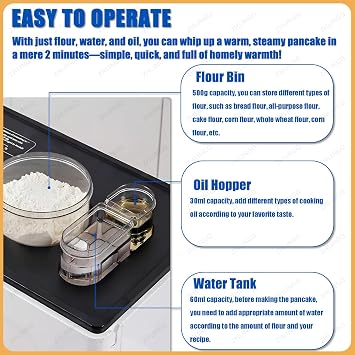 Roti Maker Electric Indian, Automatic Pancake Maker Machine, Roti Maker Machine Fully Automatic, Multi-Functional Dough Press for Home & Commercial Use, One Key to Make 20 Pcs/One Time