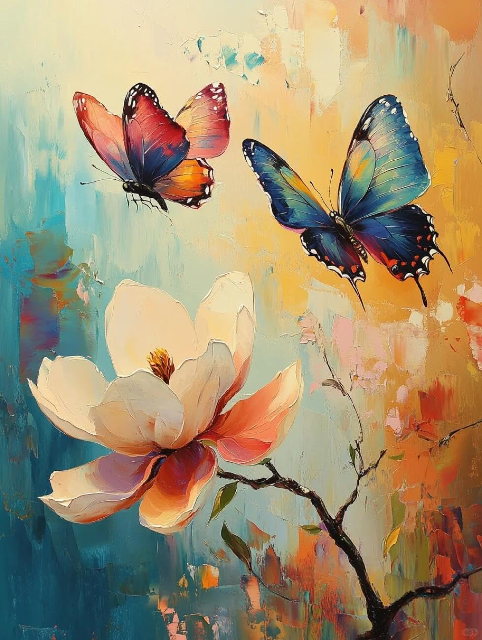 Henypt Cross Stitch Kits Fantasy Magnolia Flowers DIY Arts Aand Craft Kit for Beginners The Elderly with Accessories Home & Leisure/Gifts 14CT 50x70cm